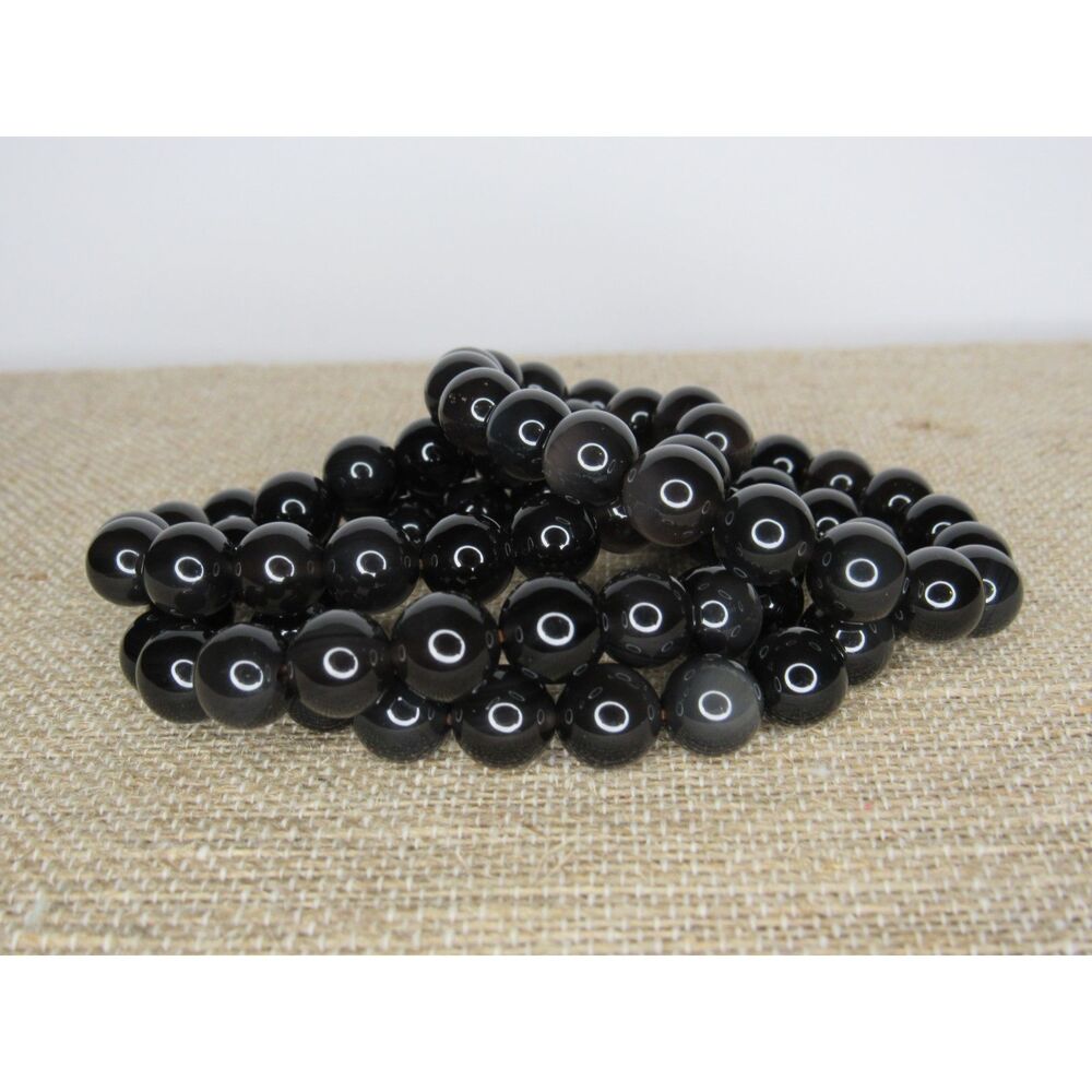 Black Obsidian Natural Beads Bracelet 8mm